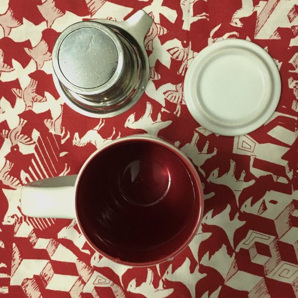 David's Tea Retired White Berries Bird Nordic Mug with Infuser and Lid 2014 - Picture 6 of 11